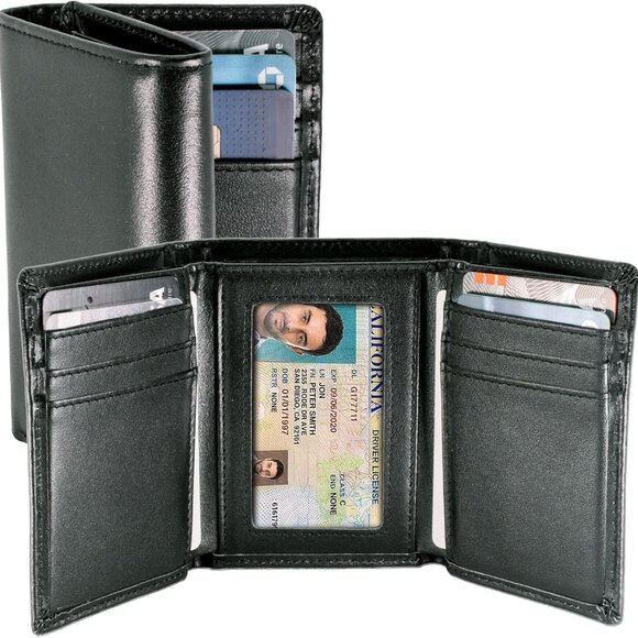 Sophisticated RFID Blocking Trifold Wallet - Extra Capacity & Elegant Gift Box
